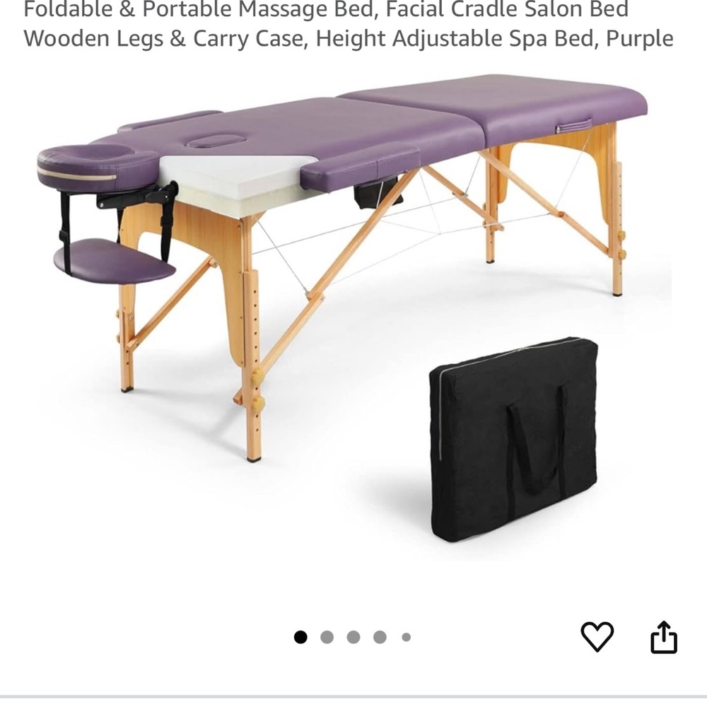 Foldable Purple Massage Bed with Wooden Legs